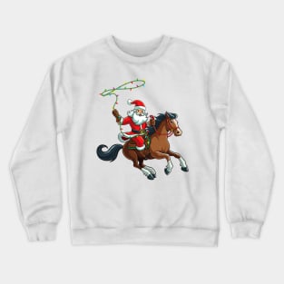 Cowboy Santa Riding A Horse Christmas Funny Crewneck Sweatshirt